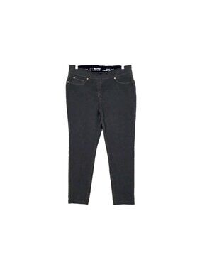 Nygard Luxe Denim Pants L Olive High Rise 4 Way Stretch Pull On Skinny Cuff Edgy